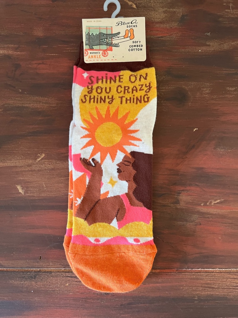 Blue Q Bright Sun & Figure Ankle Socks in Yellow, Orange, Pink, Brown